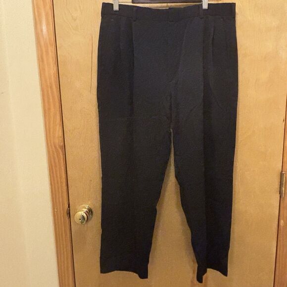 Vintage Lands' End Pants Men' 36 Navy Blue Pleated Pants Made in USA Classic - Picture 1 of 7